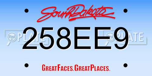 258EE9 South Dakota License Plate
