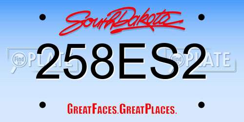 258ES2 South Dakota License Plate