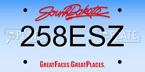 258ESZ South Dakota License Plate