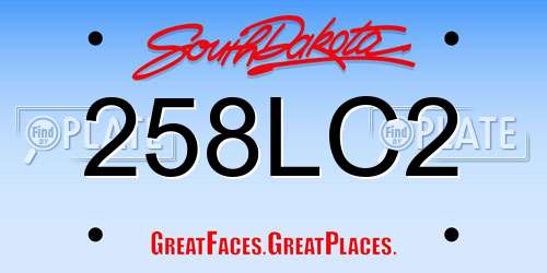 258LC2 South Dakota License Plate