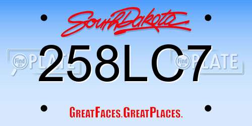 258LC7 South Dakota License Plate