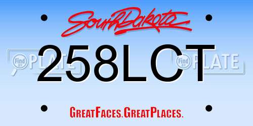 258LCT South Dakota License Plate