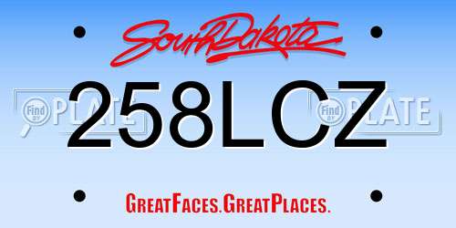 258LCZ South Dakota License Plate