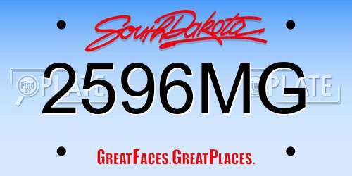 2596MG South Dakota License Plate
