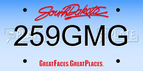 259GMG South Dakota License Plate