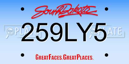 259LY5 South Dakota License Plate