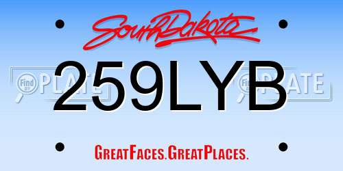 259LYB South Dakota License Plate