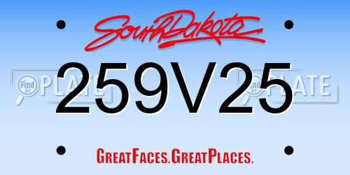 259V25 South Dakota License Plate