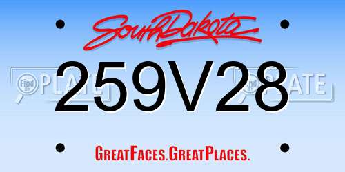 259V28 South Dakota License Plate