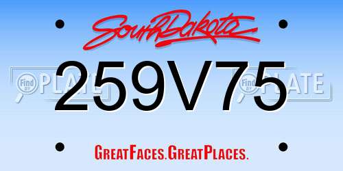 259V75 South Dakota License Plate