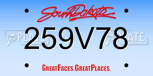 259V78 South Dakota License Plate