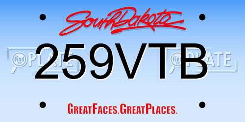 259VTB South Dakota License Plate