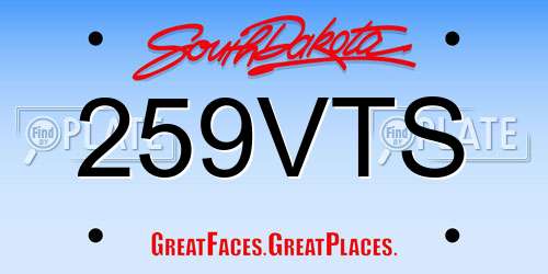 259VTS South Dakota License Plate