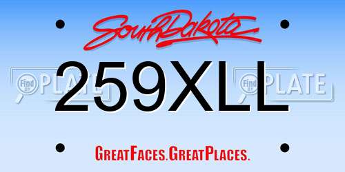 259XLL South Dakota License Plate