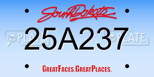 25A237 South Dakota License Plate