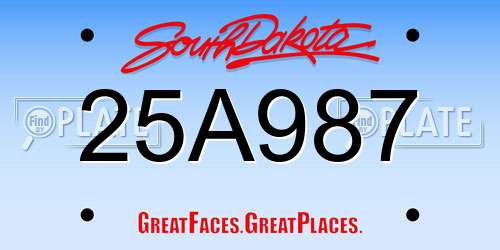 25A987 South Dakota License Plate