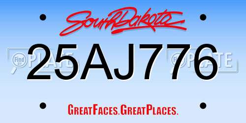 25AJ776 South Dakota License Plate