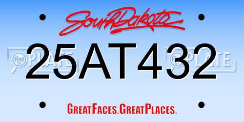 25AT432 South Dakota License Plate