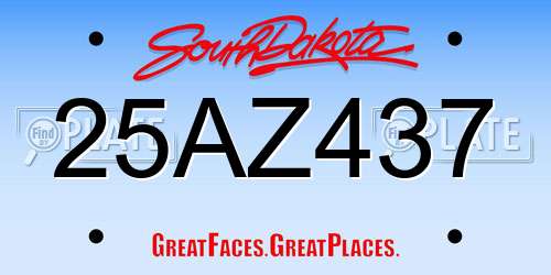 25AZ437 South Dakota License Plate