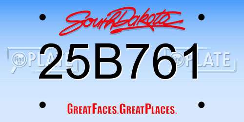 25B761 South Dakota License Plate