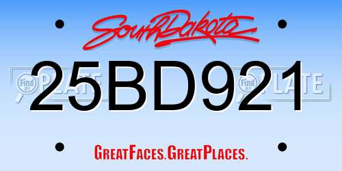 25BD921 South Dakota License Plate