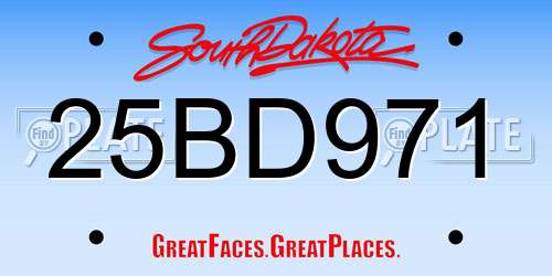 25BD971 South Dakota License Plate