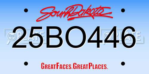 25BO446 South Dakota License Plate