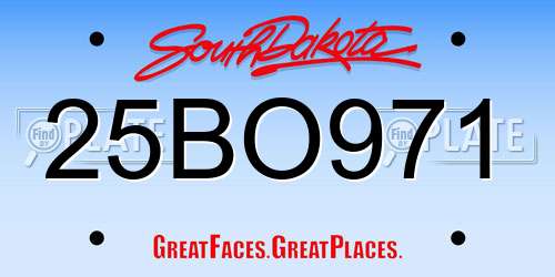 25BO971 South Dakota License Plate