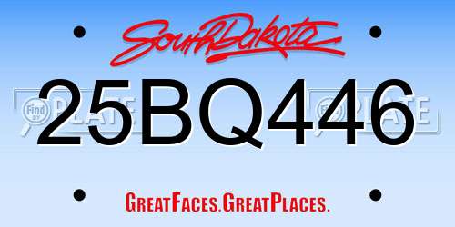 25BQ446 South Dakota License Plate