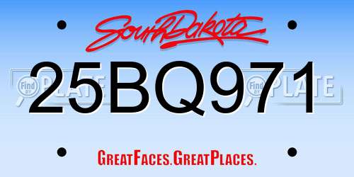 25BQ971 South Dakota License Plate