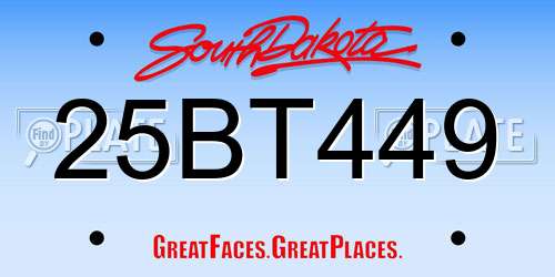 25BT449 South Dakota License Plate
