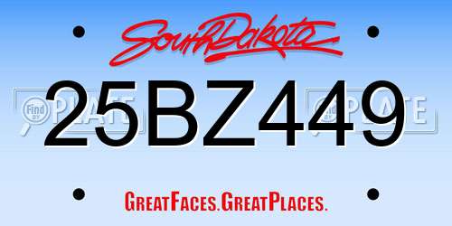 25BZ449 South Dakota License Plate