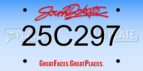 25C297 South Dakota License Plate