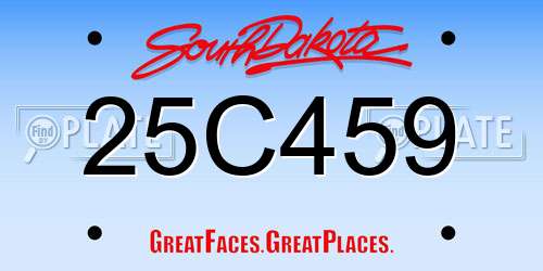 25C459 South Dakota License Plate