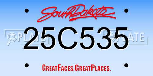 25C535 South Dakota License Plate