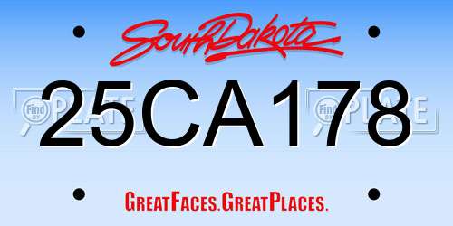 25CA178 South Dakota License Plate
