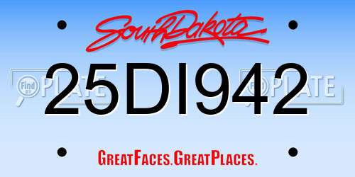 25DI942 South Dakota License Plate