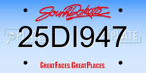 25DI947 South Dakota License Plate