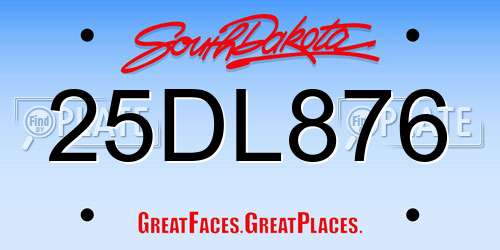 25DL876 South Dakota License Plate