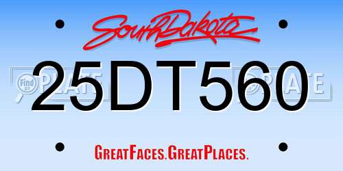 25DT560 South Dakota License Plate