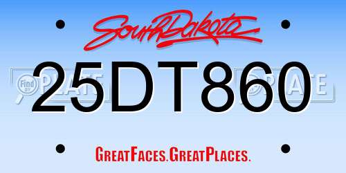 25DT860 South Dakota License Plate
