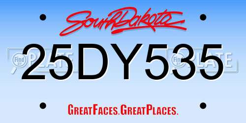 25DY535 South Dakota License Plate
