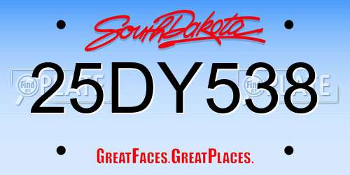 25DY538 South Dakota License Plate