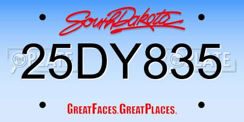 25DY835 South Dakota License Plate