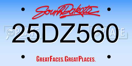 25DZ560 South Dakota License Plate