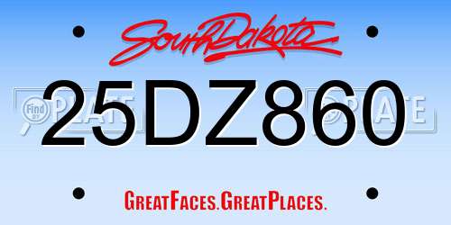 25DZ860 South Dakota License Plate