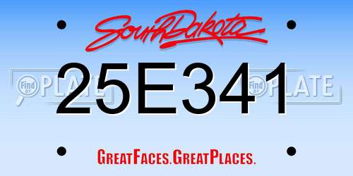 25E341 South Dakota License Plate