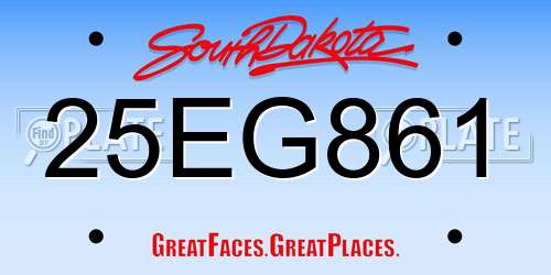 25EG861 South Dakota License Plate