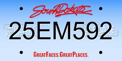 25EM592 South Dakota License Plate
