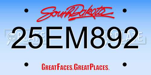25EM892 South Dakota License Plate
